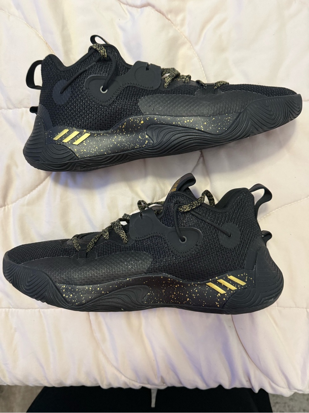 Adidas Black Sneakers with Gold Speckle Accents